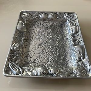 Vintage Metal Tray With Fruits and Vegetable Design